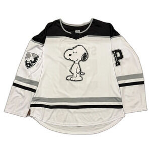 White & Black SNOOPY Mens Hockey Jersey #50 M Peanuts NWT